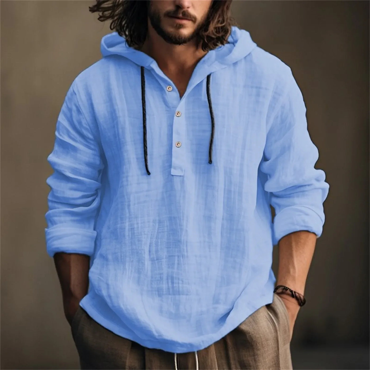 Men'S Sweatshirts Summer Cotton Linen Shirts Thin Long-Sleeved Hooded Tops For Men'S Clothing Spring Summer Casual Sweatshirts