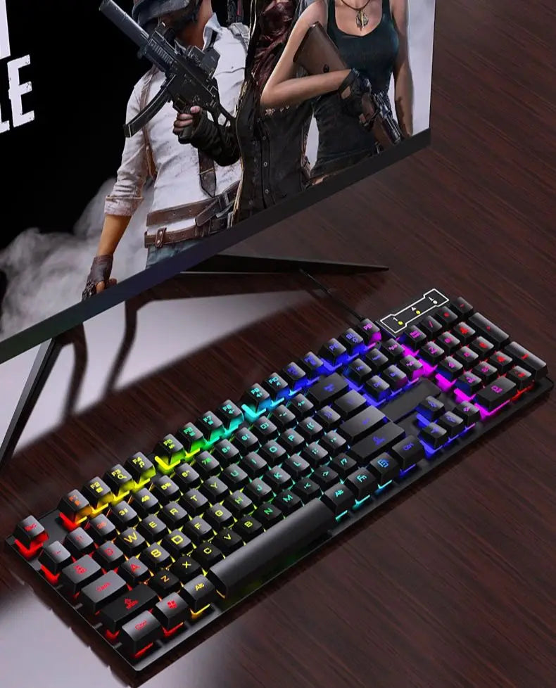 Mechanical Keyboard Wired Gaming Keyboard 104 Keys RGB Backlit Receiver for Laptop Desktop Ergonomics Keycap PC Accessories