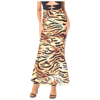 Womens Sheer Mesh Fishtail Wrap Hip Long Skirt Printed Leopard Maxi Skirt Female Vintage Costume High Waist Bodycon Cover Up