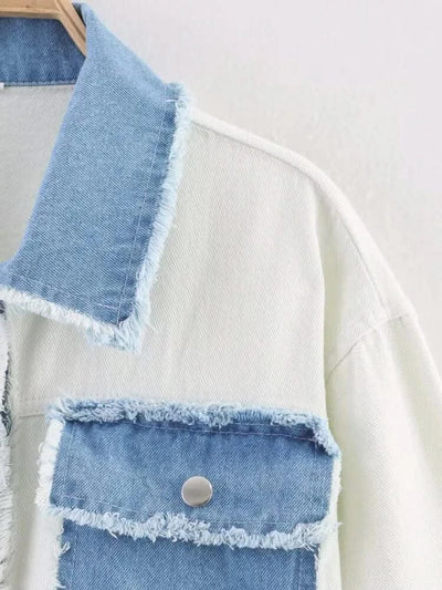 HipSeam Patchwork Bomber Jacket Women Casual Denim Women's Short