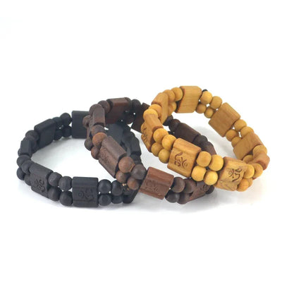 Wood AUM OM Ohm Hindu Buddhist Hinduism Yoga India Charm Bracelets Party Gift Fashion Jewelry