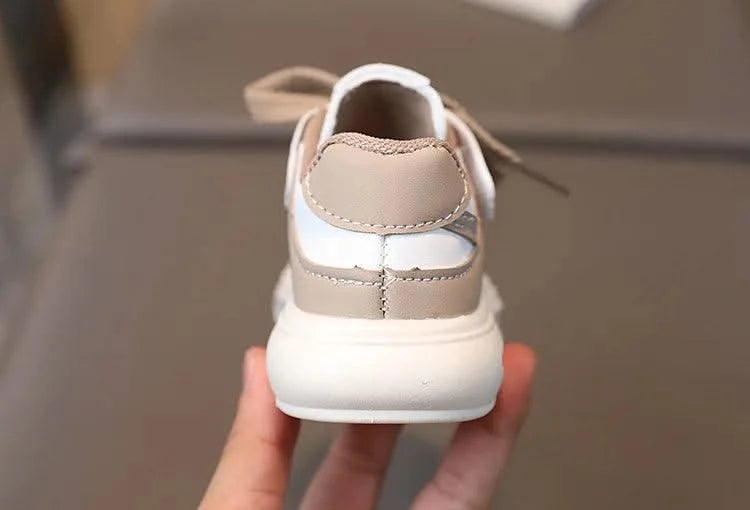 Children's Sports Shoes Girls 2025 Spring Autumn New Leather Shoes PU Leisure Soft Soled Boys Sneakers Baby Girl Casual Shoes