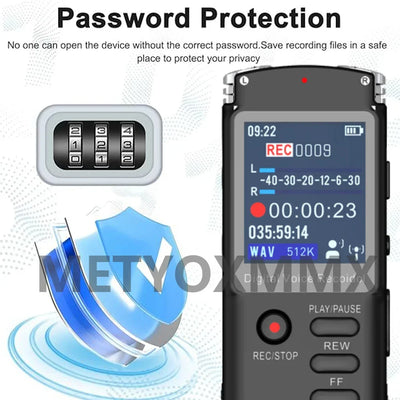 Voice Recorder - Voice Activated Recorder with Earphone & USB Charge Cable, Digital Voice Recorder with Playback for Lectures &