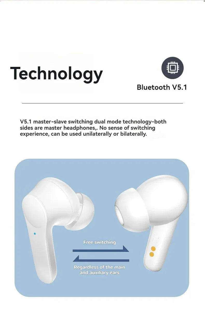 Wireless Earbuds 5H Playtime - In-Ear Noise Cancelling Earphones IPX7 Waterproof for Workout, SecureFit Ear Wings