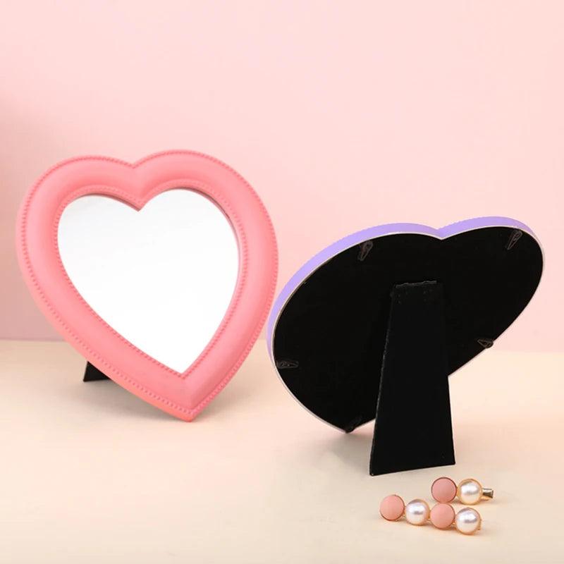 Heart mirror cosmetic decorative girl student dormitory home decor living room decoration wall