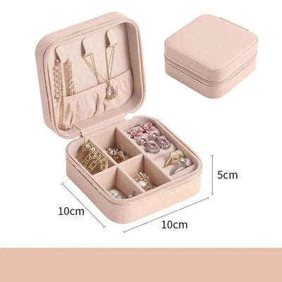 Portable Jewelry Box Jewelry Organizer Display Travel Jewelry Case Boxes Button Leather Storage Zipper Jewelers