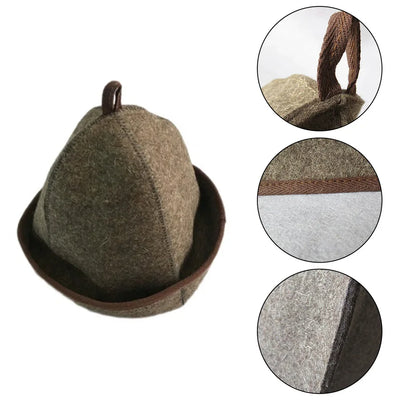 Sauna Felt Hats Sauna Bathwool Hat 34*26*0.3CM Banya Room Vaporarium Hats Brown Hat Sauna Hat Adjustable Strap