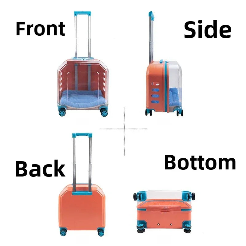 Pet Cat Carrier Out Trolley Case Portable Large Capacity Dog Bag Transparent Breathable Cat Backpack Transporter Pet Supplies