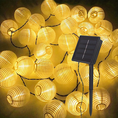 White/Colorful Lantern String Light Led Hanging Lantern Light for Indoor Bedroom Party Outdoor Patio Backyard Solar Garden Lamp