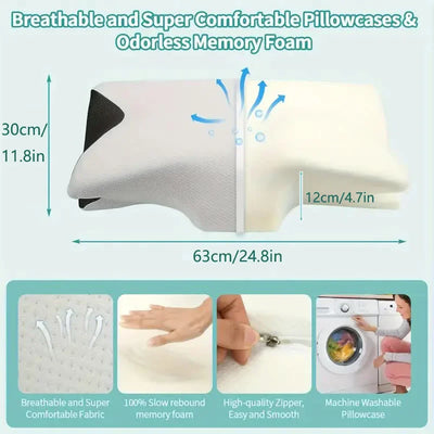 Butterfly Cervical Pillow Memory Foam - Slow Rebound Orthopedic Neck Support Contour Pillow for Pain Relief Sleeping Relax