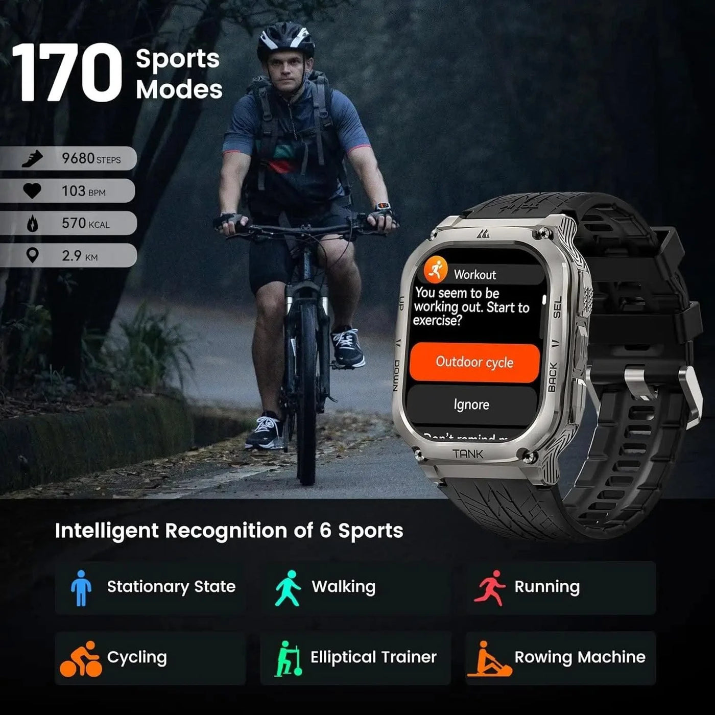 2024 Original TICWRIS TANK M3 Smartwatches For Men Smart Watch Women 480mAh AMOLED AOD Waterproof Fitness Electronic Watches