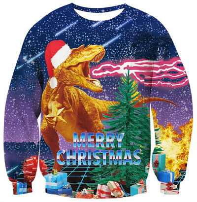 Ugly Christmas Sweater For Men Women Funny Novelty Xmas Sweatshirt 3d Printed Cartoon Animal Long Sleeve Pullover Hoodies Tops
