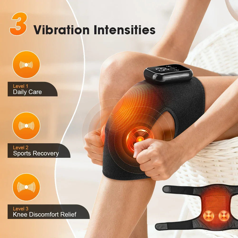 Cordless Heating Knee Masssager Knee Protection Vibrator for Joint Masssage Relaxation Muscle 3 Levels Heated Knee Support Brace