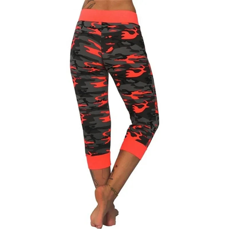 Women's Pants Sports 2025 New Casual Fashion Casual Fit Yoga Camo Print Drawstring Capris Breathable Comfortable Streetwear Pant