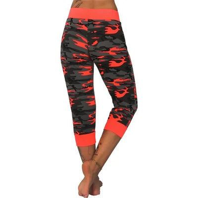 Women's Pants Sports 2025 New Casual Fashion Casual Fit Yoga Camo Print Drawstring Capris Breathable Comfortable Streetwear Pant