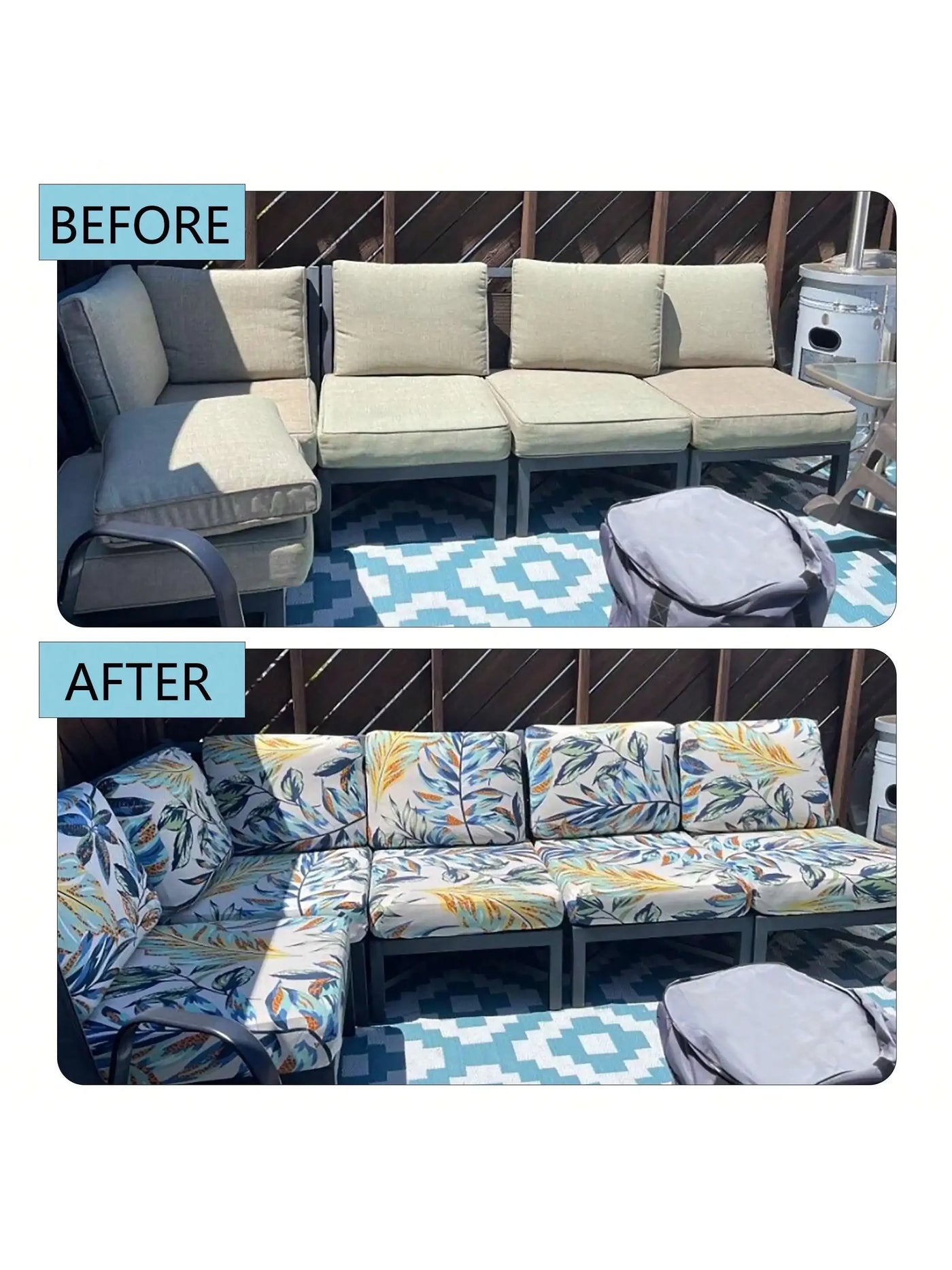 Outdoor Tropical Print Sofa Cushion Covers - Non-Slip Furniture Protectors, Replacement for Individual Seat Cushions