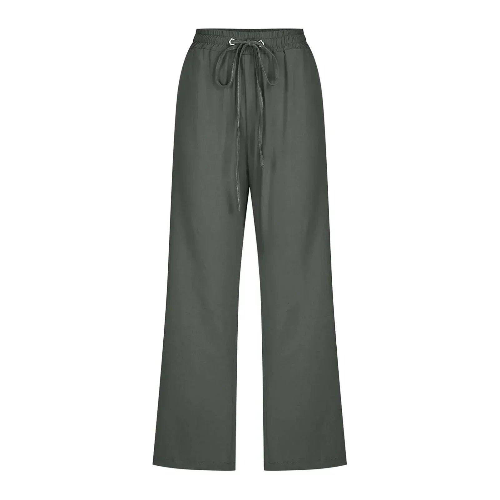 Women’s pants cotton linen harem cropped women drawstring lady pocket trousers loose ropa mujer juvenil
