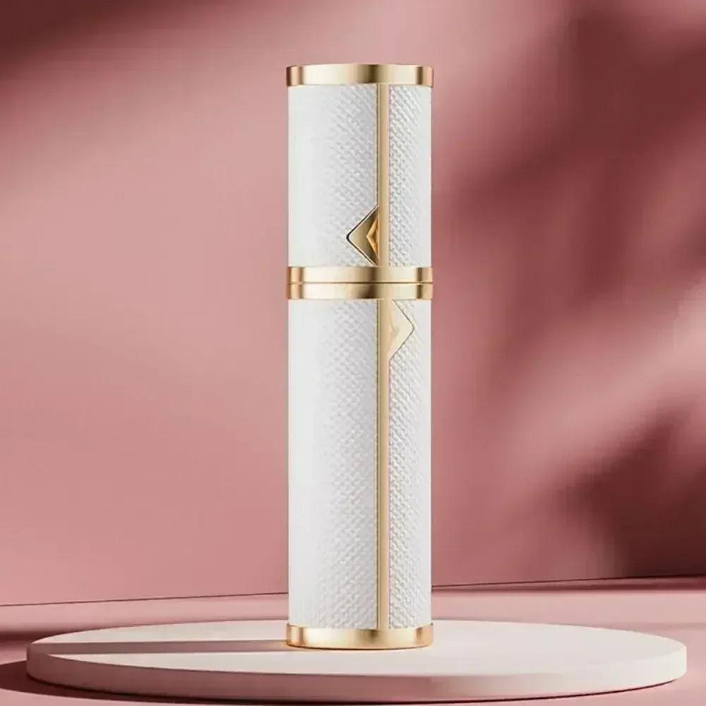 Luxury bottom-filled perfume bottle aluminum self-pumping 5ml real leather spray cologne moisturizer fragrance