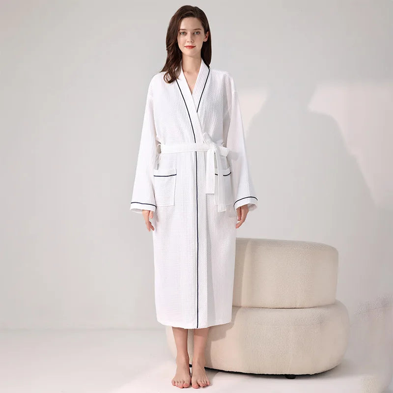 Hotel Cotton Bathrobe High Qualtiy Solid Colors Long Sleeve Mens And Women's Bathrobe