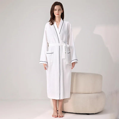 Hotel Cotton Bathrobe High Qualtiy Solid Colors Long Sleeve Mens And Women's Bathrobe