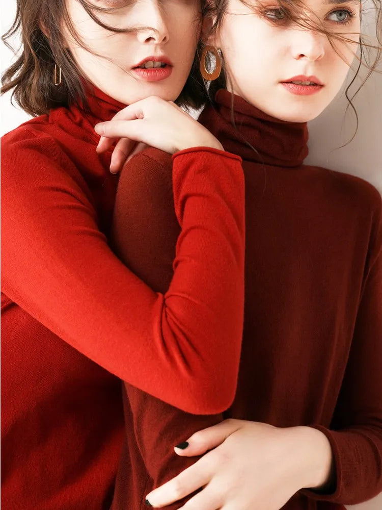 2025 Turtleneck Women Sweaters Autumn Winter Sweater Knitted Pullover Long Sleeve Woman Sweaters Tops Soft Jumper Pull Femme