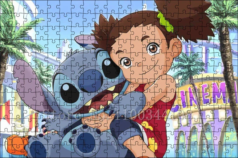 Disney Lilo & Stitch Puzzle Cartoon Movies Children Games Educational Toys 300/500/1000 Pcs Jigsaw Puzzles Adults Decompressing