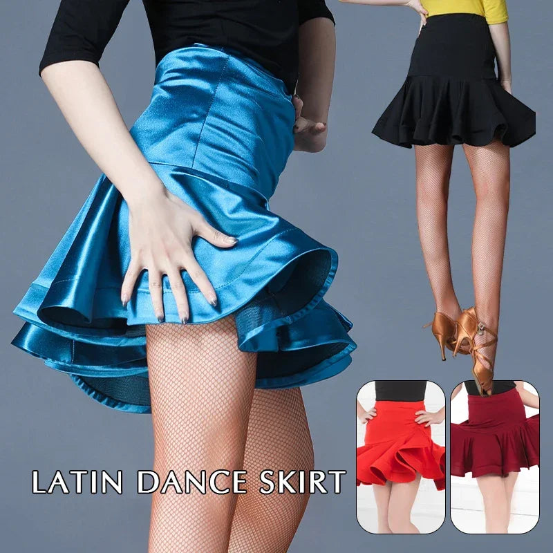 Womens Latin Dance Skirt Ballroom Tango Rumba Dance Dress Female Practice Dress Stage Performamnce Skirt Dancewear Costume