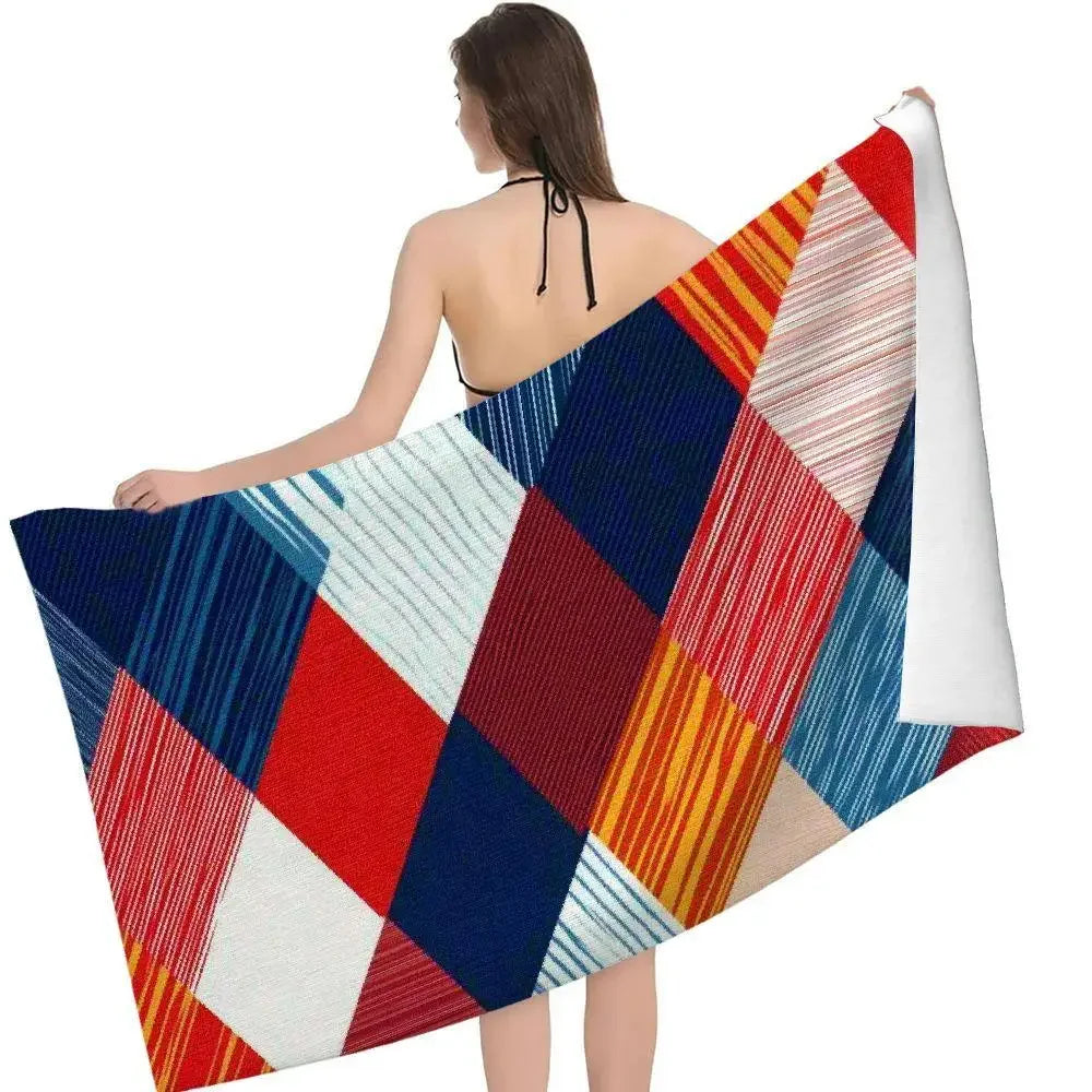 Plaid pattern beach towels can be machine washable multi-size suitable for beach swimming pool lake running travel camping