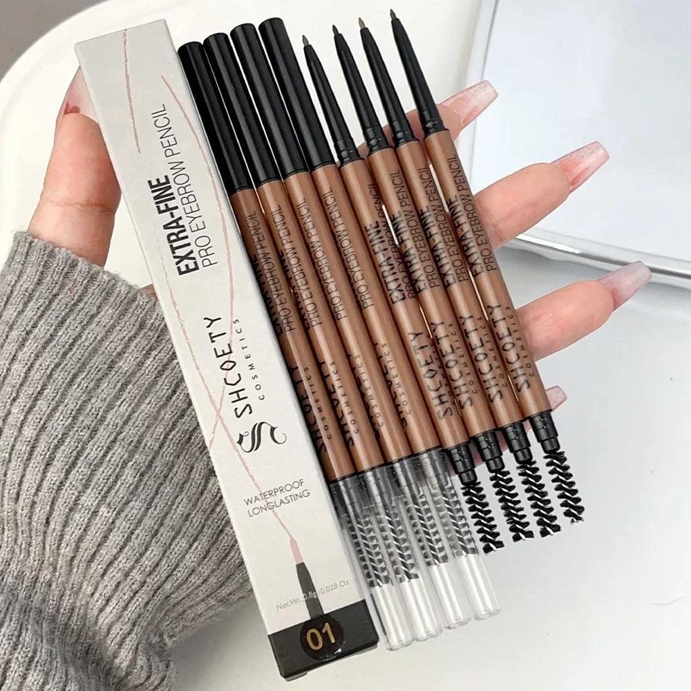 Ultra-fine Eyebrow Pencil Sweat-proof Eeyeliner with Brush Waterproof Outline Lying Silkworm Eyeliner Pen Eyes Makeup Cosmetic