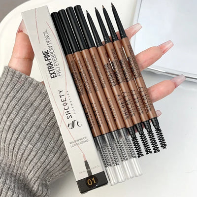 Ultra-fine Eyebrow Pencil Sweat-proof Eeyeliner with Brush Waterproof Outline Lying Silkworm Eyeliner Pen Eyes Makeup Cosmetic