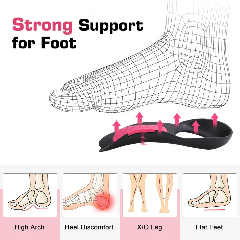 Orthopedic Arch Support Insoles for Flat Feet & X/O Legs Correction - Pain Relief Plantar Fasciitis Insoles for Men and Women