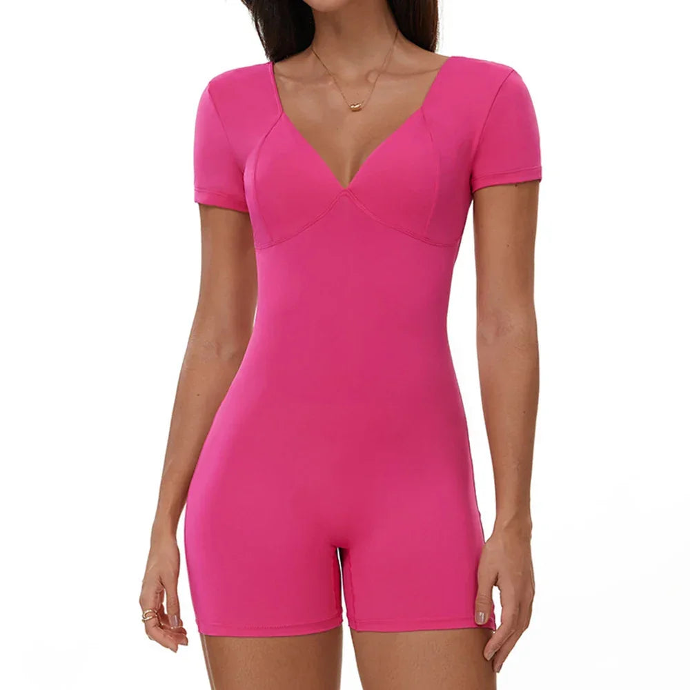 Summer Scrunch Butt Workout Jumpsuit Sports Overalls Quick Dry Yoga Clothing Workout Bodysuits  Slim Fit Sports Yoga Set Women