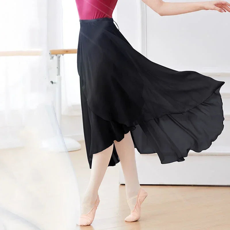 Chiffon Ballet Tutu Dance Skirt Dance Skate Wrap Scarf Gymnastics Ballerina Lyrical Long Ballet Skirt Ballet Dance Dress Women