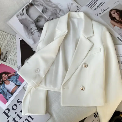 Lucyever 2025 Spring Fashion Women's Blazer Korean Style Office Cropped Blazers Women All-Match Street Long Sleeve Suit Jacket