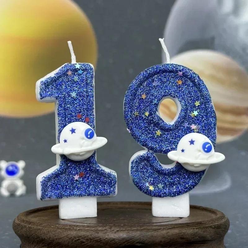 Number candle blue creative birthday cake candle,use for party and wedding decoration mother’s day graduatio
