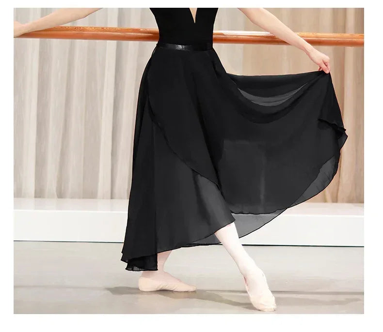 Chiffon Ballet Tutu Dance Skirt Dance Skate Wrap Scarf Gymnastics Ballerina Lyrical Long Ballet Skirt Ballet Dance Dress Women