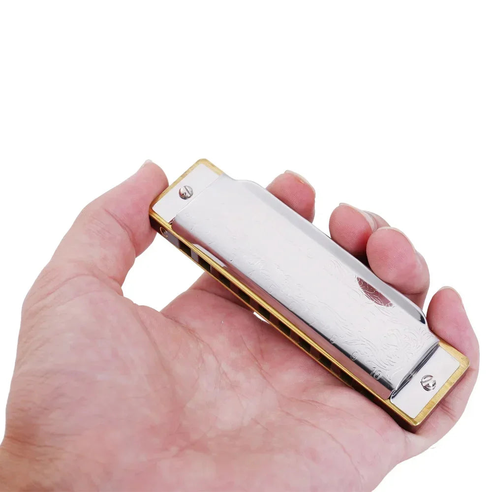 Harmonica Folk Master 1072 Standard Beginner 10 Hole 20 Tone Diatonic Key of C A D E F G 12 Tones Are Optional