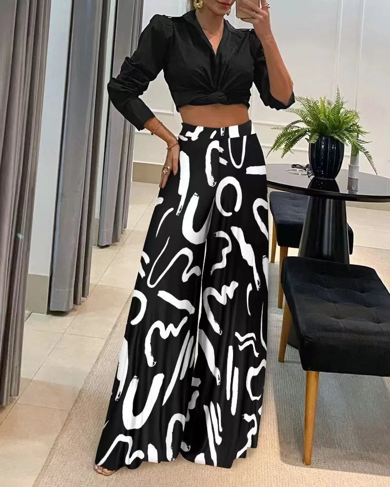 Women Clothing Wide Leg Pants For Women 2025 Fashion Striped Print Pantalones Spring Summer Casual Loose Lace Up Ropa De Mujer