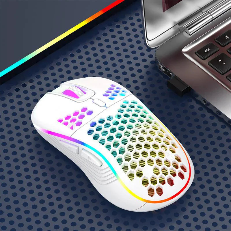 2.4G Wireless Gaming Mouse Portable Wired Mouse RGB Lighting Charging Mouse Ergonomic Honeycomb Design for Desktop Laptop Xiaomi