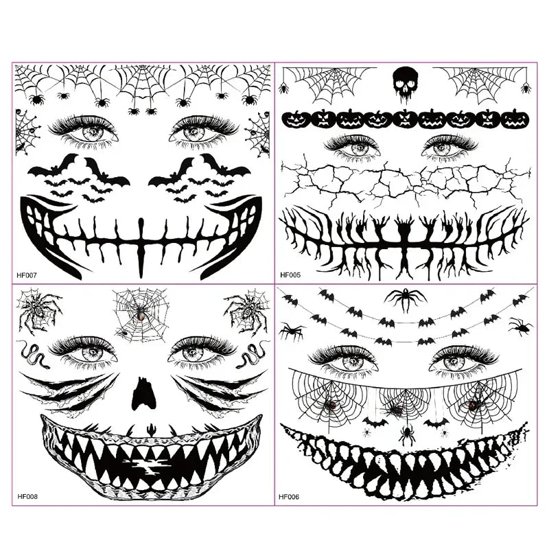 Temporary Tattoos for Women Adult Kids Girl Halloween Spider Web Tattoo Face False Waterproof Sticker Neck Arm Hands Tattoos