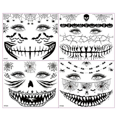 Temporary Tattoos for Women Adult Kids Girl Halloween Spider Web Tattoo Face False Waterproof Sticker Neck Arm Hands Tattoos