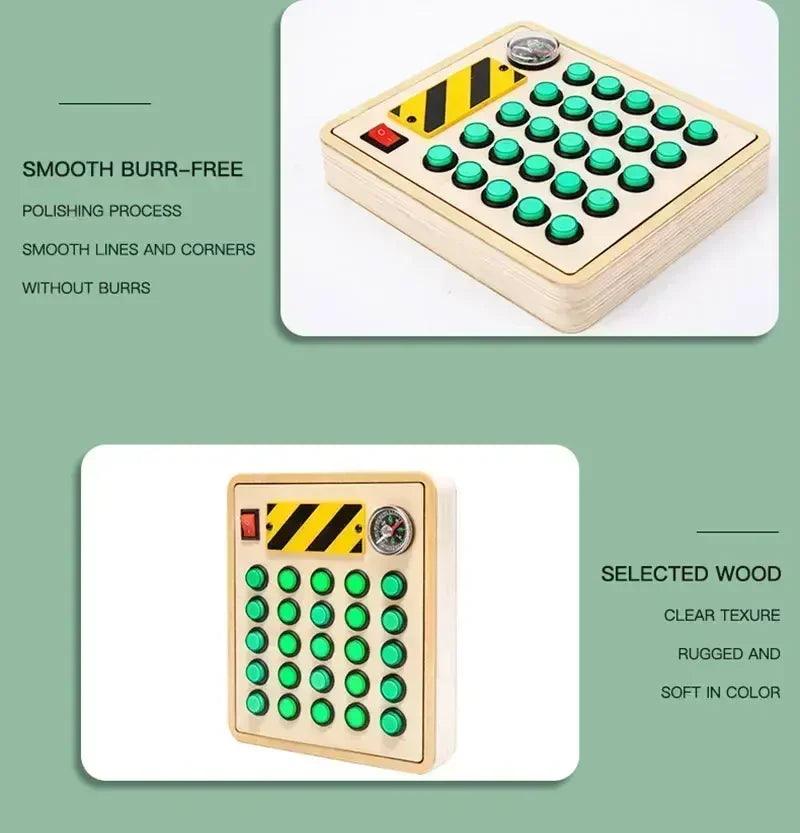Montessori busy board sensory toys wooden with led light switch control travel activities children games for 2-4 years