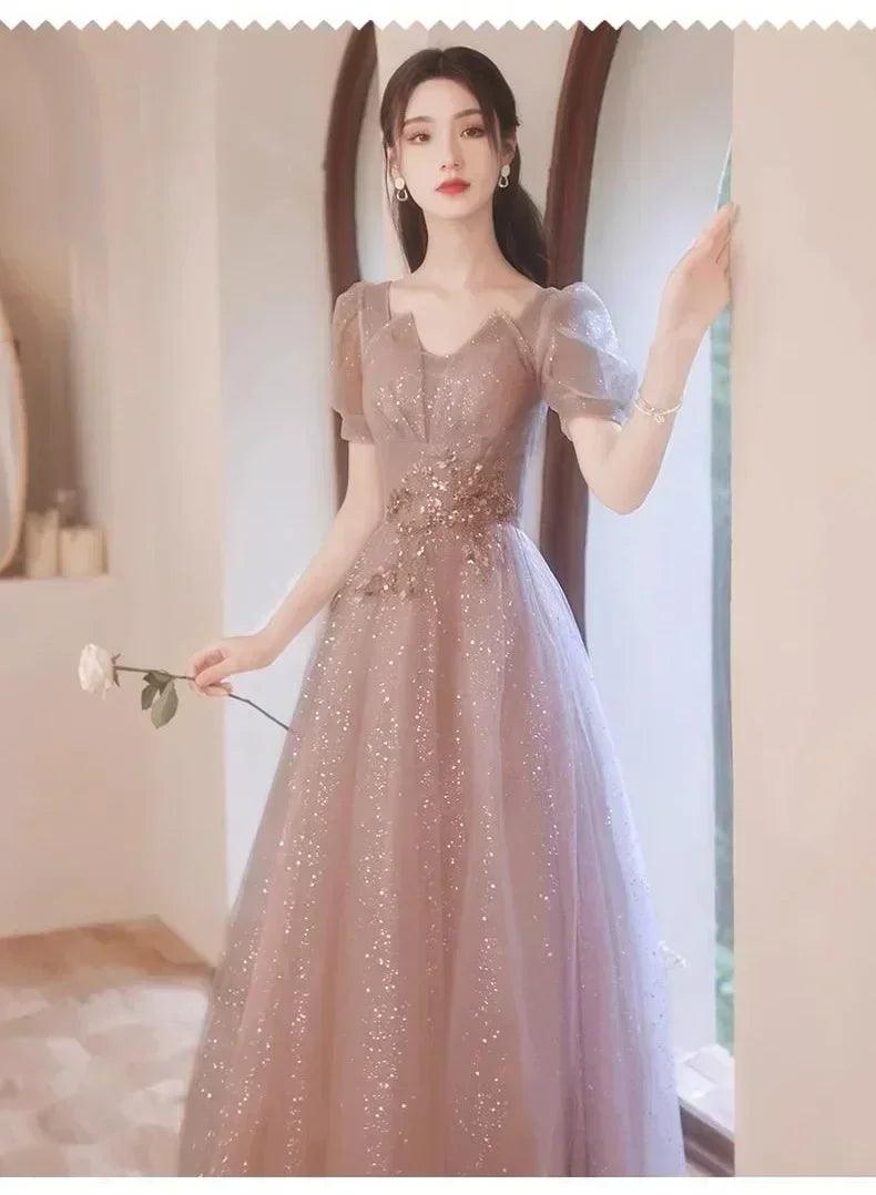 High-end banquet evening dresses women’s 2025 new spring summer light luxury slim birthday party performance dance