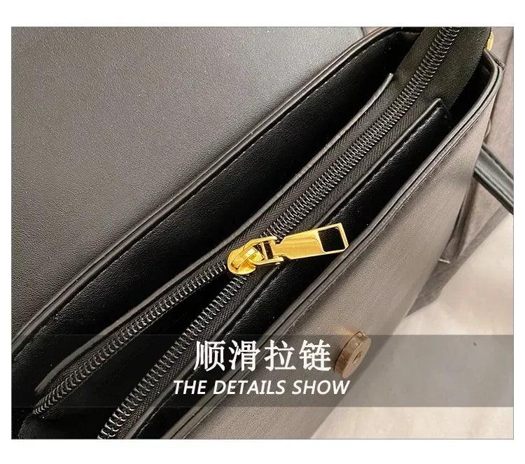 Designer handbags for women leather metal buckle flap square shoulder bags fashion 2024 ladies messenger females casual