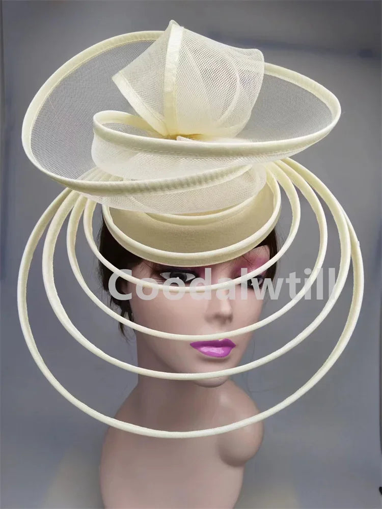 Royal Ascot Luxury Fascinator Hat Women Wedding Headpiece Mesh Hat Formal Event Pillbox Fascinator Hats Ladies Mariage Millinery