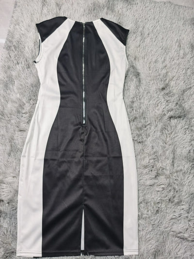 2025 Summer Women's Dresses Fashion Elegant Colorblock Round Neck Sleeveless Casual Bodycon Mini Daily Dress for Female