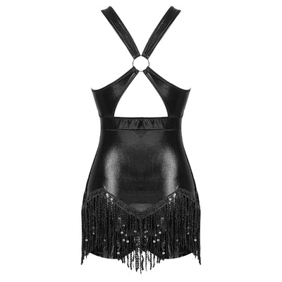 Women's Sequin Dance Dress Latin American Dance Costume Body Sleeveless Classical Samba Rumba Dresses Jazz Ballerina Dancewear