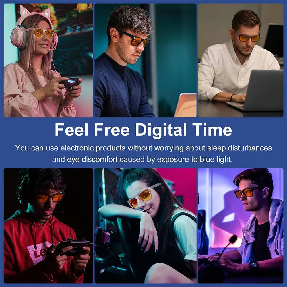 Blue Light Blocking Glasses Better Sleep Men Women Office Computer Reading Eyeglasses Yellow Lens Filter TR90 Glasses for Gaming