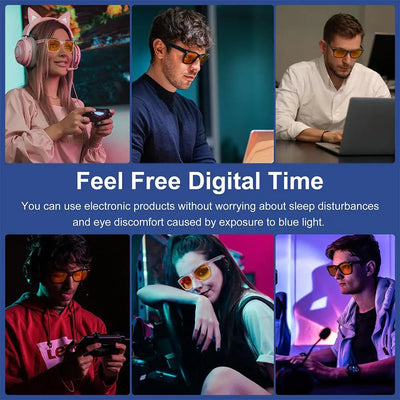 Blue Light Blocking Glasses Better Sleep Men Women Office Computer Reading Eyeglasses Yellow Lens Filter TR90 Glasses for Gaming