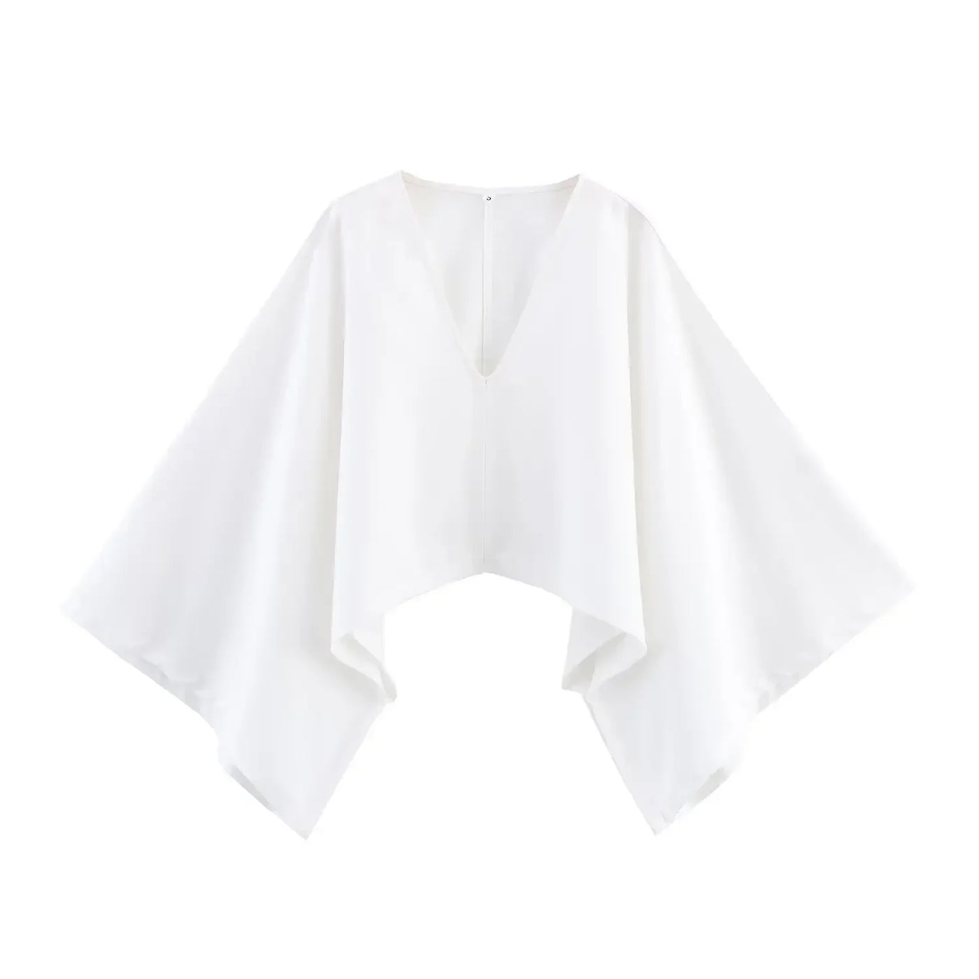 Women's asymmetrical V-neck design linen top